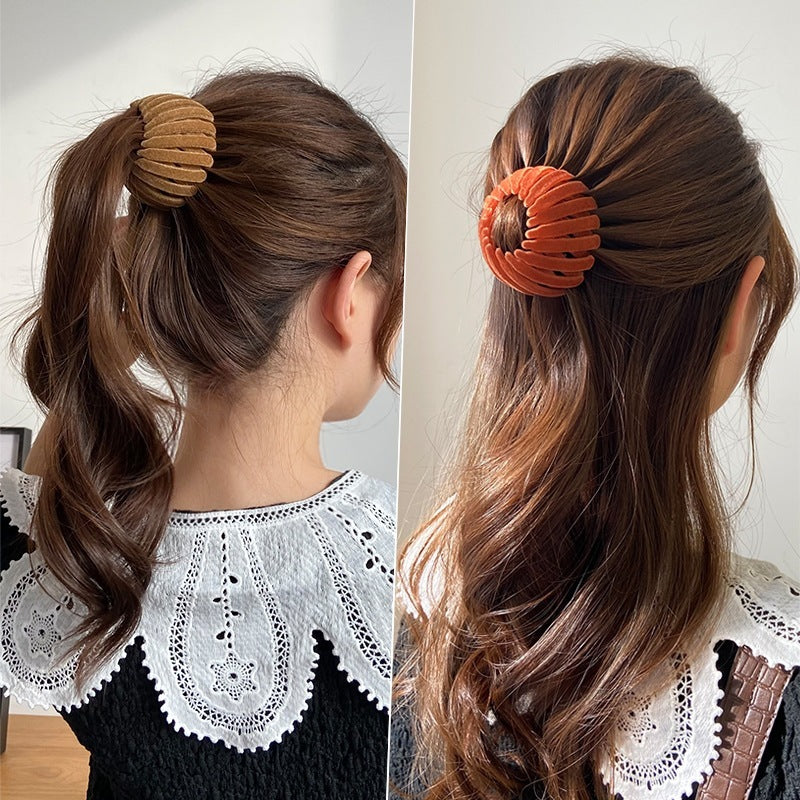 Swan Suede Bird's Nest Hair Band Hair Updo Holder Hair Clip High Ponytail Artifact Fixed Korean Bun Hair Ornament